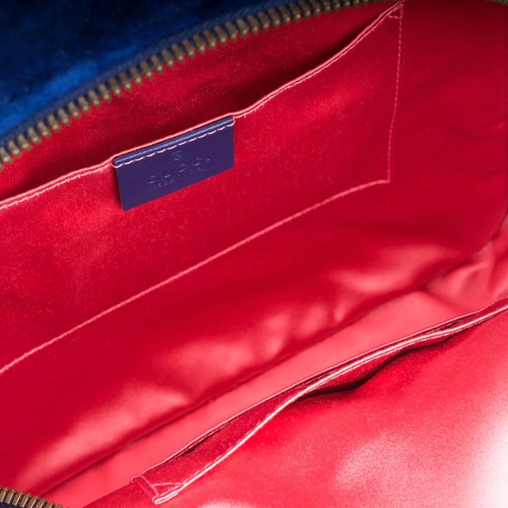 Gucci Velvet Matelasse GG Marmont Dome Backpack Royal Blue - Picture 7 of 8